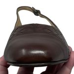 Trotters “Dea” Womens Size 10N Narrow Brown Woven Leather Slingback Buckle Pumps Photo 13