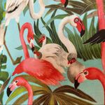 Handmade Flamingo Empire Waist Dress Babies Pink Green Unique Cotton Buttons Size XS Photo 7