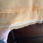 KNITTED AND KNOTTED Peach Open Weave Alpaca Blend Layered V Neck Sweater Medium Orange Photo 3