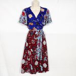 Diane Von Furstenberg DVF  Flutter Wrap Dress Silk Crepe Floral Patchwork Boho Photo 2