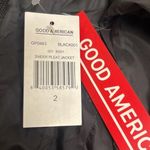 Good American  Medium Pleated Satin Bomber Jacket Black Sheer Streetwear NWT Photo 8