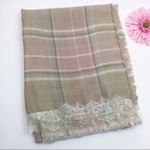 Betsey Johnson  Pastel Plaid Lace Trim Blanket Scarf Photo 1