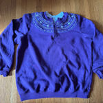 Blair Vintage 1980s Purple Floral Quarter Zip Sweatshirt, Size Medium Photo 0