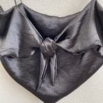 Just Polly Black Satin Gold Chain Spaghetti Strap Tie Back Handkerchief Tank Top Photo 6