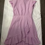 Lilac Purple Asymmetrical Ruffle Wrap Dress Size Small Easter Spring Photo 2
