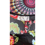 Natori Black Floral Print Slip Dress V Neck Spaghetti Straps Midi Night Gown XS Photo 2