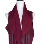 Oliver Women's Pocketed Open Front Faux Suede Drape Vest Cardigan Sz M Red Size M Photo 1