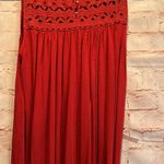 Loft red tank swing dress medium sleeveless crochet neck button closure Photo 6