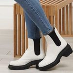 Stuart Weitzman Norah Lift Boots Leather White Combat Chelsea 6.5 Platform Lug Photo 0