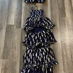 Free People Solar Corset Top Equinox Ruffle Skirt Size Small Blue Gold Set Photo 3