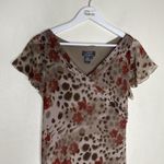 Papell for Dressbarn Silk Brown Pattern Y2k Aymmetrica Ruffle Midi Dress Size 10 Photo 2