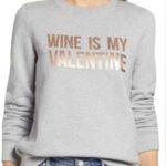 Halogen “WINE IS MY VALENTINE” Sweatshirt, Heather Gray, Size S New w/Tag Photo 9