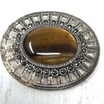 Sterling Silver , Marcasite, Tiger’s Eye vintage brooch Photo 0