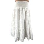 Jennifer & Grace White Floral Smocked Tiered Eyelet Midi Boho A Photo 1