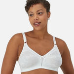 Bali  3372 Size 38DD White Satiny Double Support Spa Closure Lace Wireless Bra Photo 0