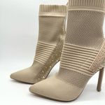 Steve Madden Women's Rhinestone Maxwelle Sock Ankle Boot 6.5 Cream Pointed Toe Photo 2