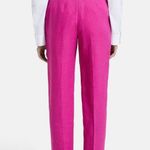 Theory Pleated Pant in Pure Linen Pop Fuchsia Pink size 12 Photo 6