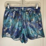Disney ’s XS Aladdin Jasmine Gold Feather Print Teal Lightweight Pajama Shorts Photo 2