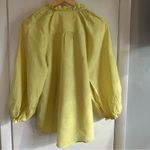Maeve Anthropologie  The Audie Linen Puff Sleeve Blouse. Size: Small. Yellow. Photo 4