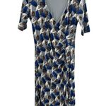 Boden Ruth Faux Wrap Dress Blue Botanical Sz 10 Long workwear business casual Photo 2