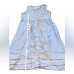 Johnny Was Vintage 100% Silk Eyelet Mesh Embroidered Midi Dress in Cream Sz XS Photo 8