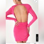 Lulus 🆕  Fuchsia Long Sleeve Wrap Dress Size S Photo 3