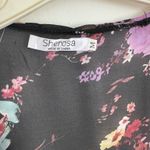 Sherosa Women's Floral Print Sheer Chiffon Loose Kimono Cardigan OSFM Black Photo 3