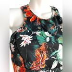 SheIn Tropical Floral Racerback Crop Top Large Black Photo 3