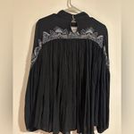 Free People sweet fantasy beaded embroidered sleeve detail black top Photo 4