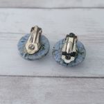 Vintage Clip On Earrings Light Blue Confetti Lucite 1950's Photo 3