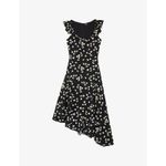 The Kooples  Women's Black White Daisy-print Asymmetric Hem Midi Dress Size 2 Photo 3