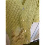 Chico's Crochet Cardigan Size 1 Medium Mother of Pearl Butter Yellow Coastal Photo 2