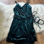 Lulus LULU’S Cabaret Forest Green Velvet Wrap Dress Photo 0