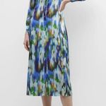 Misook  Watercolor Print Bracelet Sleeve Midi Shirt Dress Size XS EUC!!! Photo 0