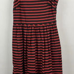 J. Crew Red Black Sleeveless Derby Striped Linen Blend Cocktail Dress Size 0 Photo 0