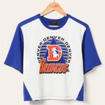 Junk Food NFL Denver Broncos Color Block Crop Short Sleeve Tee Small White Photo 1