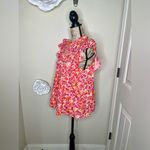 Entro NTM: Sunset Dream Mock Neck Ruffle Sleeve Babydoll Orange & Pink Top Sz M Photo 7