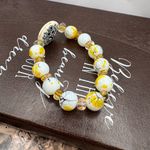 Handmade Tree of Life Beaded Bracelet Boho Ceramic Glass Stretch Yellow Photo 2