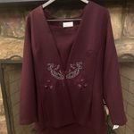 Blazer & Skirt Suit Elegant Burgundy Embroidered Blazer Pride & Joy 14 W Red Size 14W Photo 0