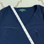 Ralph Lauren Lauren  Navy V-Neck Dress with Bell Sleeves Knee length, size 6P Photo 6
