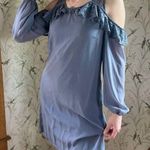 Maurice's  Periwinkle Blue Lacey Cold Shoulder Long Sleeve Chiffon Dress Medium Photo 0