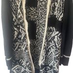 Venus Y2k Size Large Black & White Knit Hooded Long Open Front Cardigan Sweater Photo 2