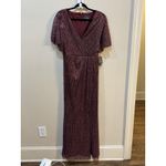 Adrianna Papell  Women Metallic‎ Blouson Gown Special Occasion Dress Burgundy! Photo 2