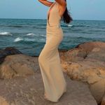 ZARA NWT  Shell Halter Dress in Beige Photo 3