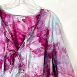 Free Assembly Plus Size 1X Top Handmade Tie Dye Peplum Pink Tie Front Tunic 943 Photo 4