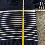 CHAPS denim Navy & White Stripe Pullover long sleeve shawl collar Nautical Sweater 100% cotton Photo 5