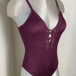 Bar III  Ribbed Lattice-Front Strappy-Back swimsuit SZ M one piece bathing suit Photo 0