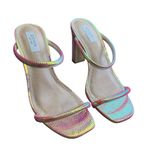Steven by Steve Madden Pink Iridescent Strappy Block Heel Sandals Square Toe 9 Photo 1