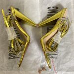 Pretty Little Thing PrettyLittleThings GOLD DIAMANTE LACE UP CONE HEELS size 5 Photo 3