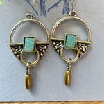 Native American Circle Dangled Turquoise Silver Plated Fashion Retro Earrings Blue Photo 0